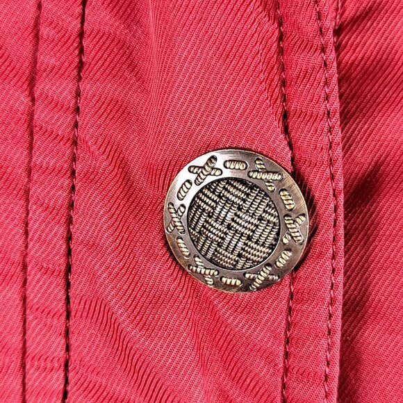 Hampsheer Size Medium Red Puffy Jacket Full Zip Detacheable Fur Collar EUC - Picture 9 of 16